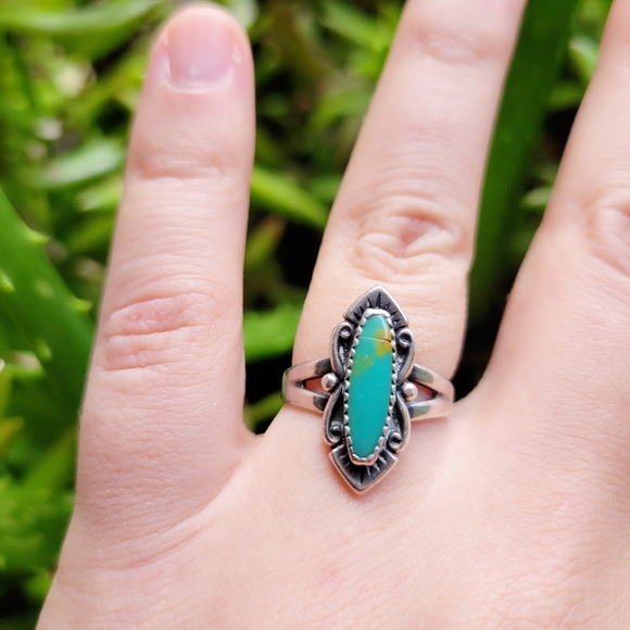 Vintage Bell Trading Post 925 Sterling Silver Turquoise Ring, size 6 - Picture 9 of 12